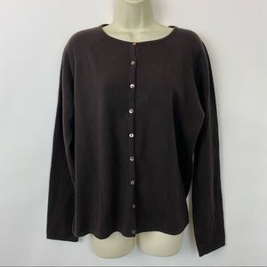 Classiques Entier Cashmere Cardigan Sweater Womens  Large brown button front
